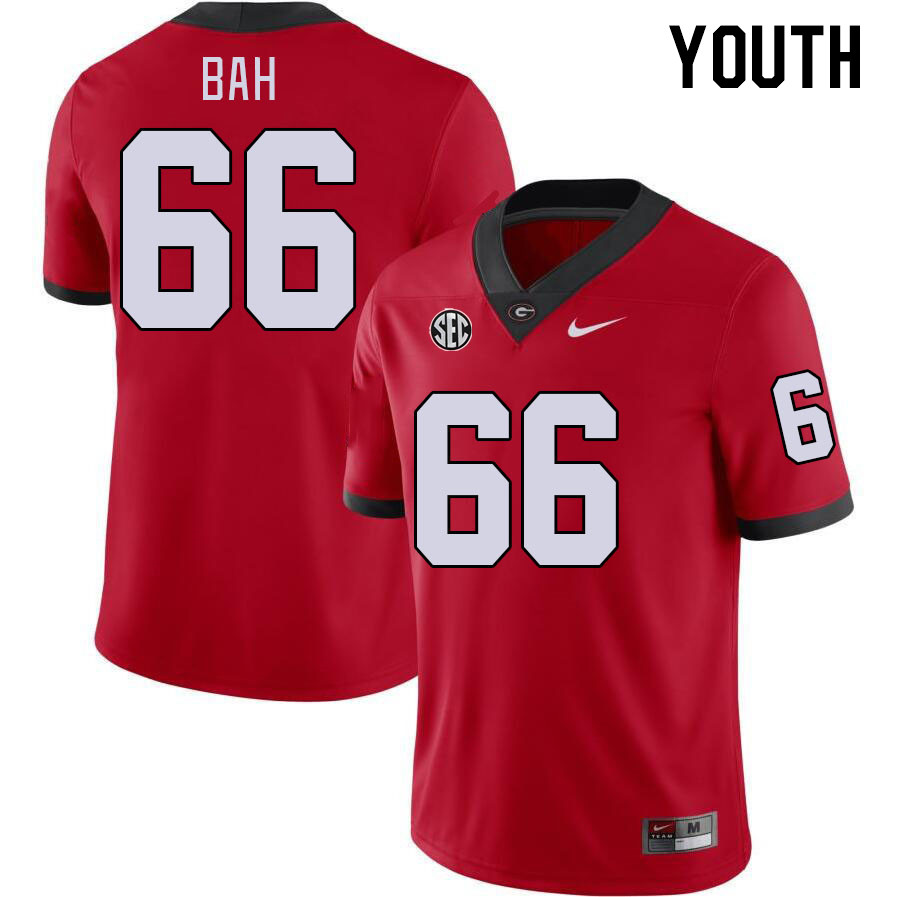 Youth #66 Aliou Bah Georgia Bulldogs College Football Jerseys Stitched-Red